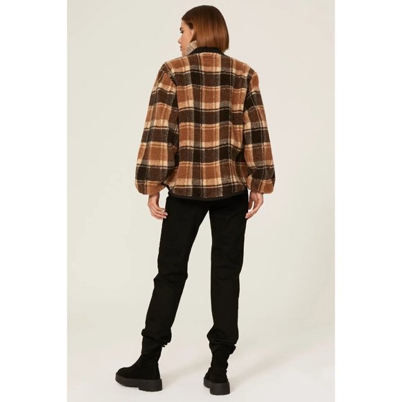 The Great. Sherpa Bomber Check Jacket Size 2 - Picture 3 of 7